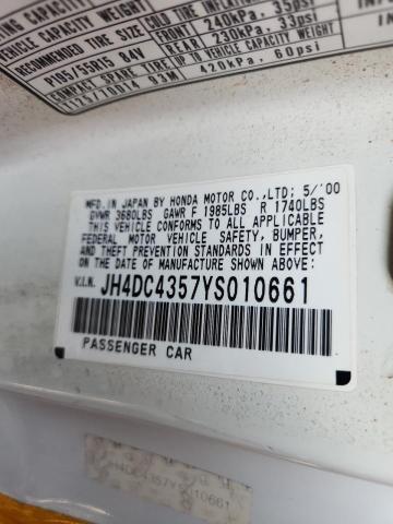 JH4DC4357YS010661 - 2000 ACURA INTEGRA LS YELLOW photo 12