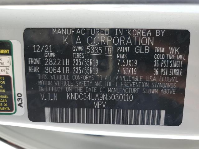 KNDC34LA9N5030110 - 2022 KIA EV6 LIGHT CREAM photo 12