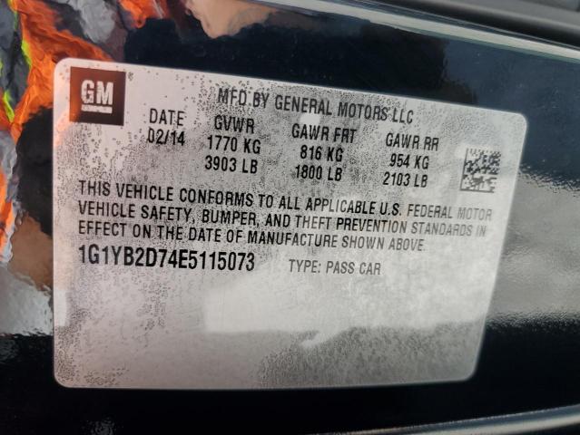 1G1YB2D74E5115073 - 2014 CHEVROLET CORVETTE STINGRAY 1LT BLACK photo 12