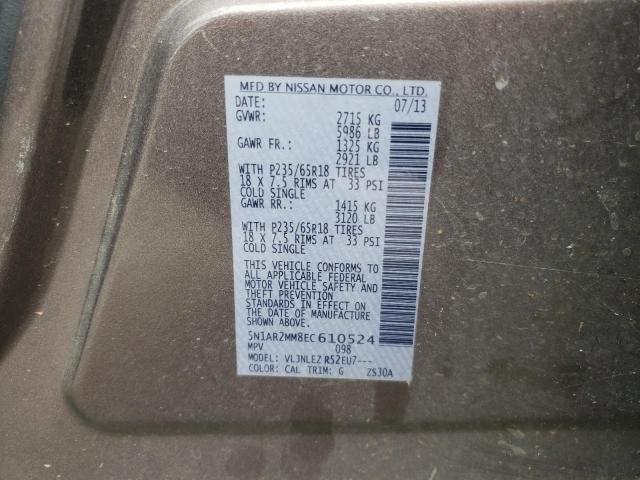 5N1AR2MM8EC610524 - 2014 NISSAN PATHFINDER S BROWN photo 13