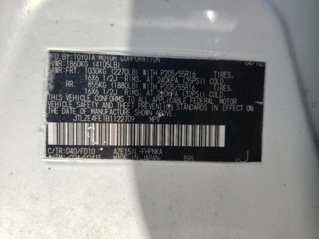 JTLZE4FE1B1122709 - 2011 TOYOTA SCION XB 白色 照片 13