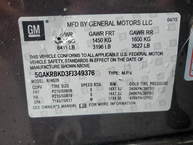 5GAKRBKD3FJ349376 - 2015 BUICK ENCLAVE BROWN photo 14