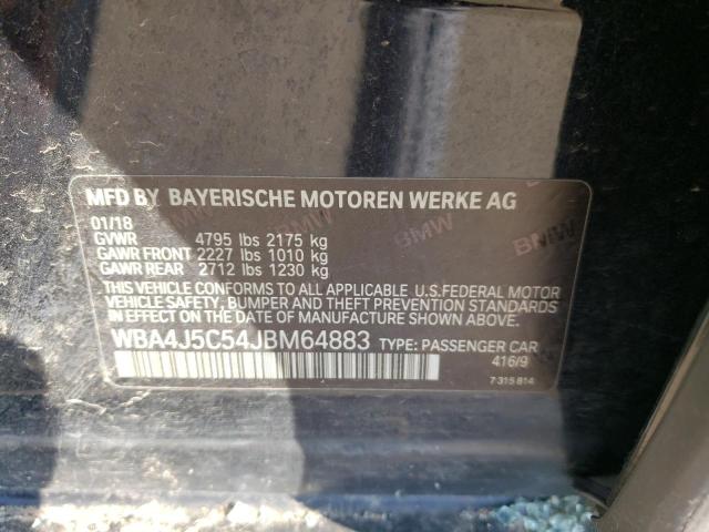 WBA4J5C54JBM64883 - 2018 BMW 440I GRAN COUPE BLACK photo 12