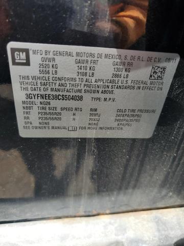 3GYFNEE38CS504038 - 2012 CADILLAC SRX PERFORMANCE COLLECTION Noir photo 12