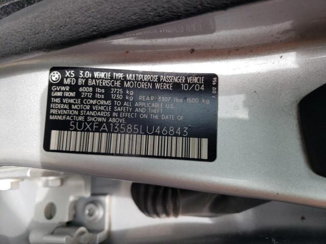 5UXFA13585LU46843 - 2005 BMW X5 3.0I SILVER photo 13