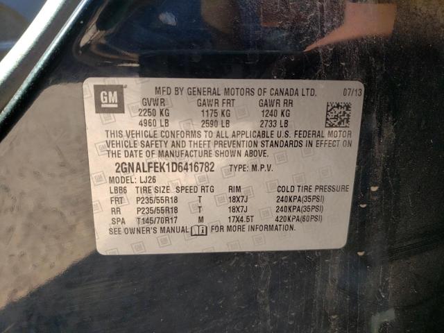 2GNALFEK1D6416782 - 2013 CHEVROLET EQUINOX LTZ BLACK photo 14