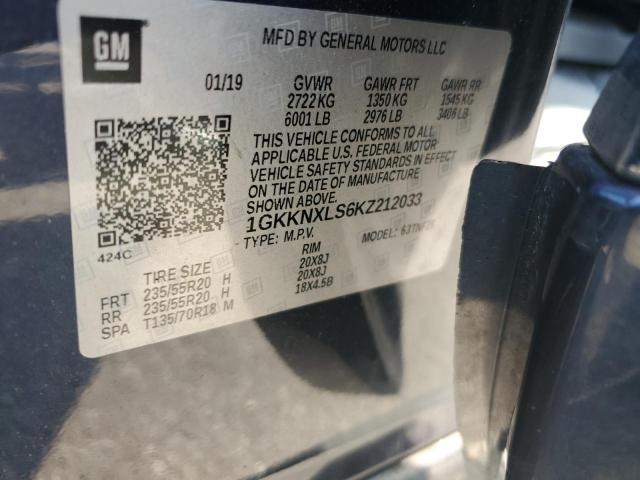 1GKKNXLS6KZ212033 - 2019 GMC ACADIA DENALI BLUE photo 13