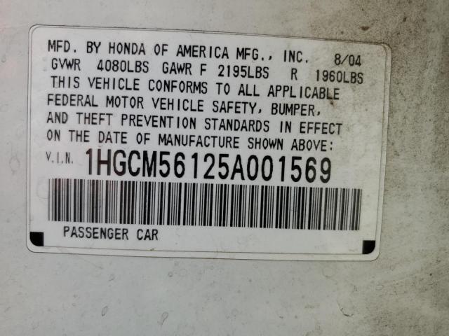 1HGCM56125A001569 - 2005 HONDA ACCORD DX WHITE photo 12