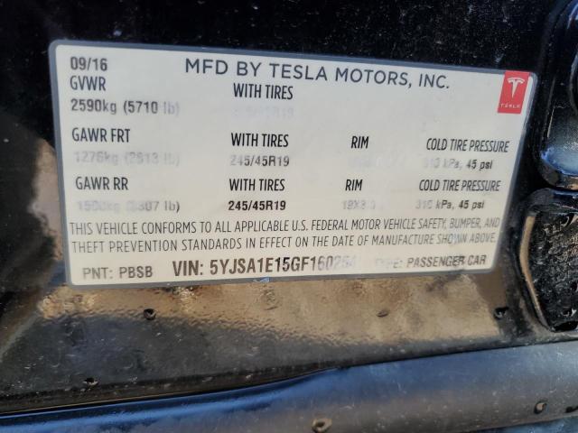 5YJSA1E15GF160254 - 2016 TESLA MODEL S 黑色 照片 13