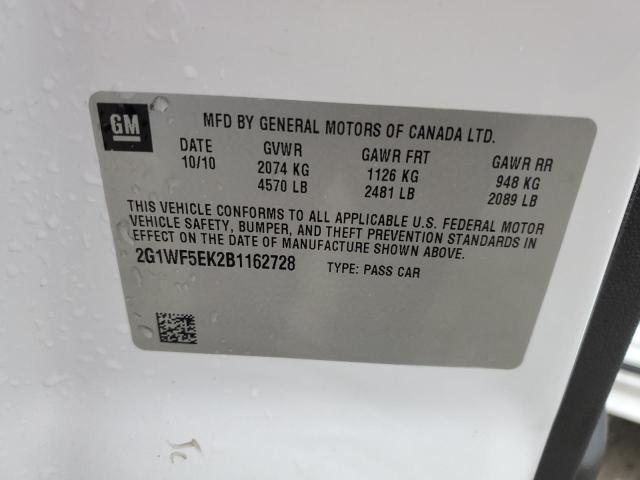 2G1WF5EK2B1162728 - 2011 CHEVROLET IMPALA LS თეთრი ფოტო 12