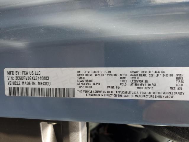 3C6URVJGXLE140883 - 2020 RAM PROMASTER 3500 HIGH ნაცრისფერი ფოტო 13