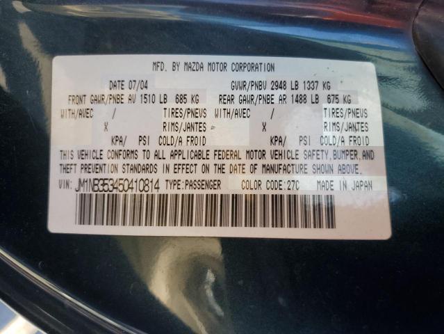 JM1NB353450410814 - 2005 MAZDA MX-5 MIATA BASE BLACK photo 12