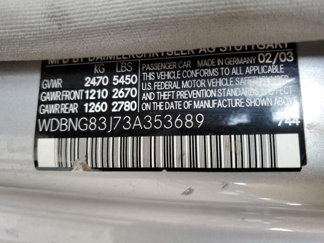 WDBNG83J73A353689 - 2003 MERCEDES-BENZ S 430 4MATIC SILVER photo 12