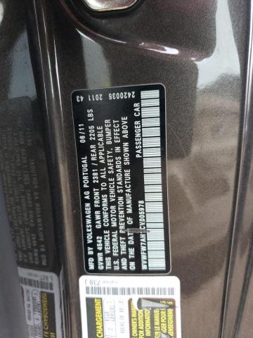 WVWFW7AH1CV005978 - 2012 VOLKSWAGEN EOS LUX 棕色 照片 12