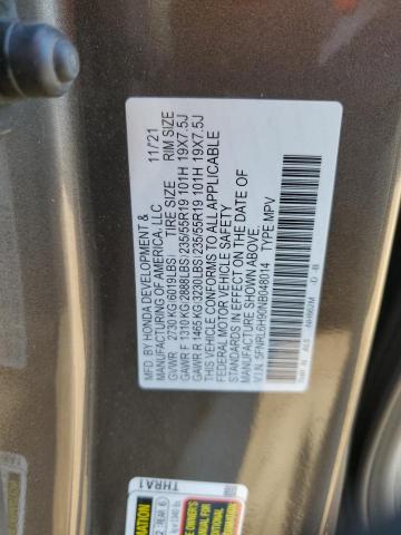 5FNRL6H90NB048014 - 2022 HONDA ODYSSEY ELITE GRAY photo 13