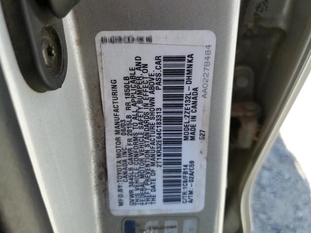 2T1KR32E64C183313 - 2004 TOYOTA COROLLA MA XR SILVER photo 12