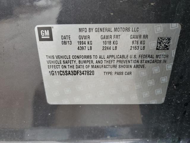 1G11C5SA3DF347820 - 2013 CHEVROLET MALIBU 1LT ნაცრისფერი ფოტო 12