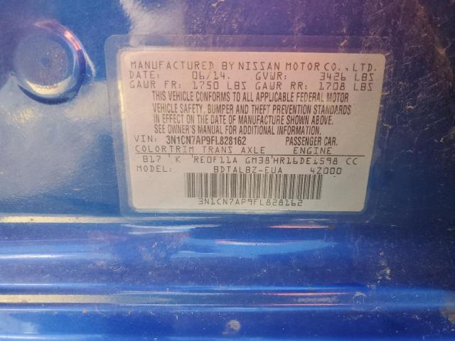 3N1CN7AP9FL828162 - 2015 NISSAN VERSA S BLUE photo 13