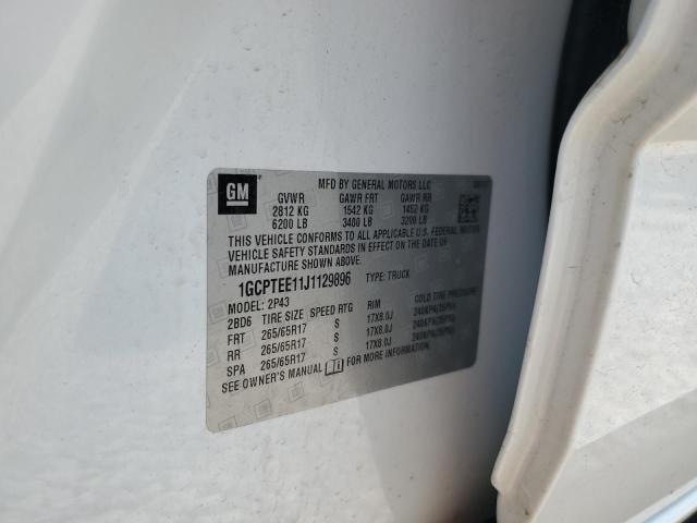 1GCPTEE11J1129896 - 2018 CHEVROLET COLORADO ZR2 WHITE photo 13