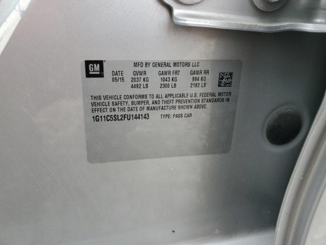 1G11C5SL2FU144143 - 2015 CHEVROLET MALIBU 1LT 银色 照片 12