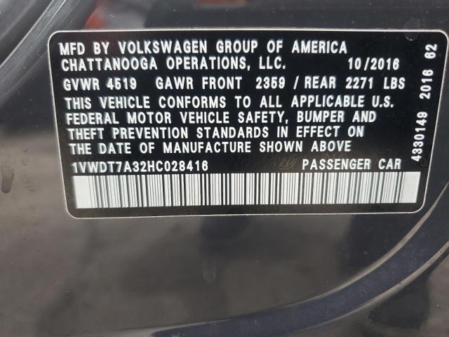 1VWDT7A32HC028416 - 2017 VOLKSWAGEN PASSAT R-LINE ნაცრისფერი ფოტო 12