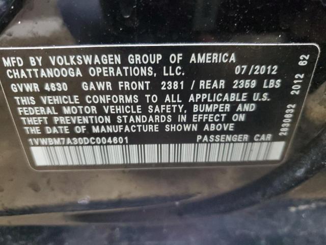 1VWBM7A30DC004601 - 2013 VOLKSWAGEN PASSAT SE Սև լուսանկար 12
