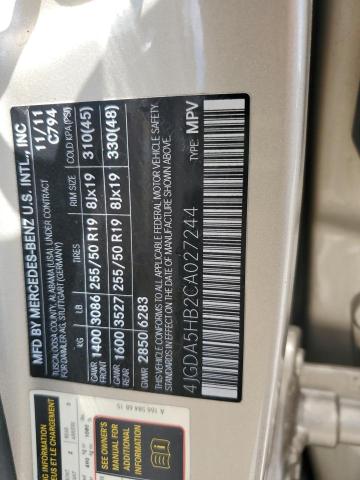 4JGDA5HB2CA027244 - 2012 MERCEDES-BENZ ML 350 4MATIC GOLD photo 13