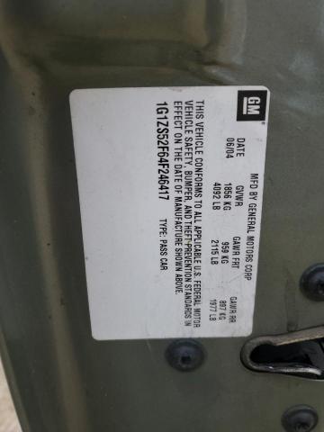 1G1ZS52F64F246417 - 2004 CHEVROLET MALIBU GREEN photo 12