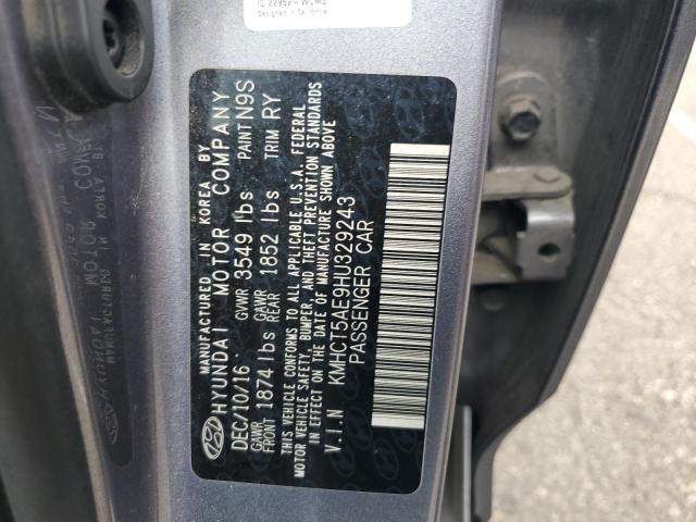 KMHCT5AE9HU329243 - 2017 HYUNDAI ACCENT SE GRAY photo 12