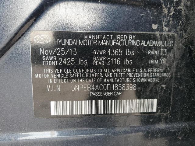 5NPEB4AC0EH858398 - 2014 HYUNDAI SONATA GLS BLUE photo 12