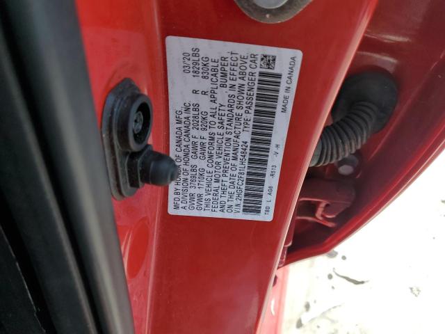 2HGFC2F81LH548424 - 2020 HONDA CIVIC SPORT 红色 照片 12