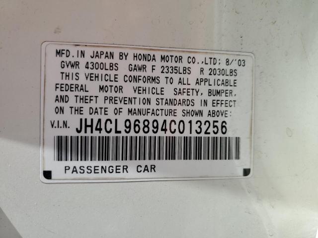 JH4CL96894C013256 - 2004 ACURA TSX WHITE photo 12