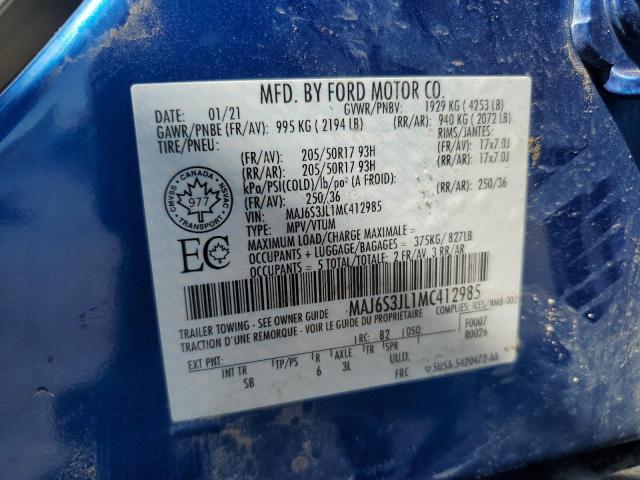 MAJ6S3JL1MC412985 - 2021 FORD ECOSPORT SES Mavi foto 12