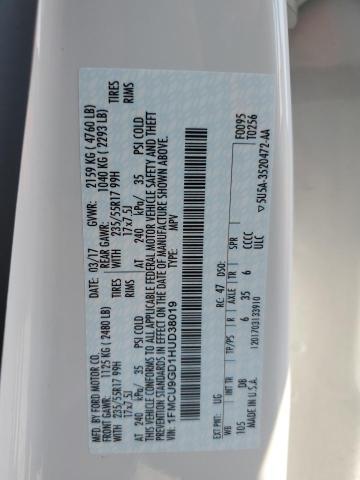 1FMCU9GD1HUD38019 - 2017 FORD ESCAPE SE WHITE photo 14