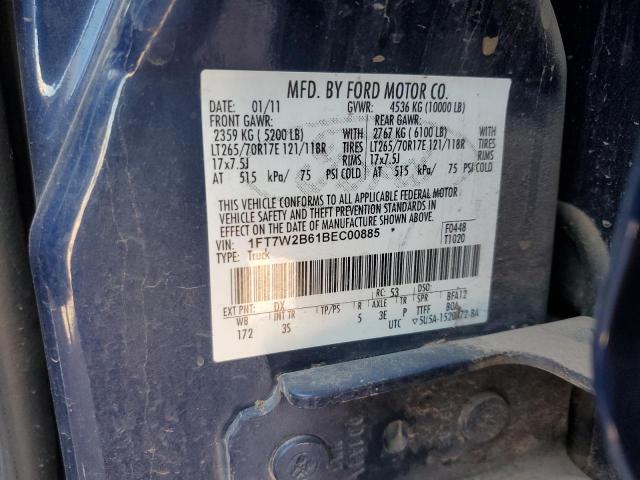 1FT7W2B61BEC00885 - 2011 FORD F250 SUPER DUTY 蓝色 照片 12