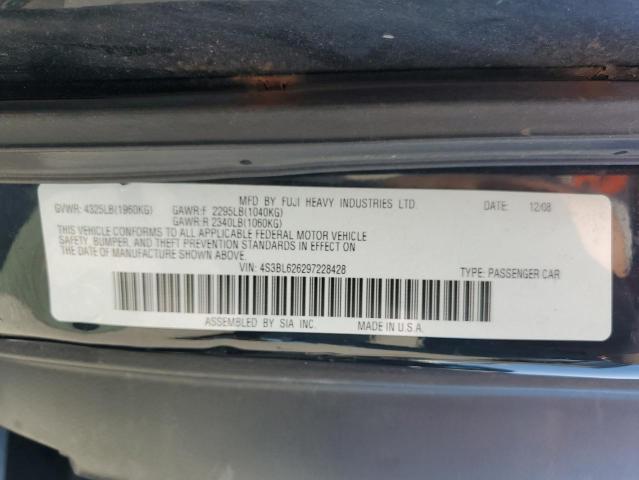 4S3BL626297228428 - 2009 SUBARU LEGACY 2.5I LIMITED BLACK photo 12