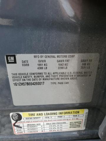 1G1ZH57B694260017 - 2009 CHEVROLET MALIBU 1LT GRAY photo 12