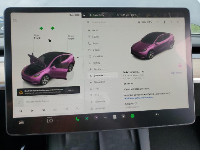 7SAYGDEE9NF443012 - 2022 TESLA MODEL Y Көк фото 9