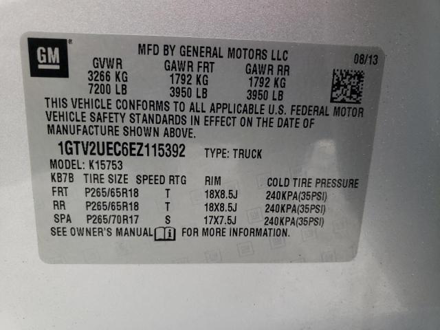 1GTV2UEC6EZ115392 - 2014 GMC SIERRA K1500 SLE SILVER photo 12