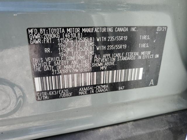 2T3A1RFV7MW189031 - 2021 TOYOTA RAV4 XLE PREMIUM GRAY photo 13