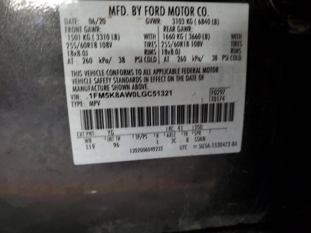 1FM5K8AW0LGC51321 - 2020 FORD EXPLORER POLICE INTERCEPTOR ნაცრისფერი ფოტო 13