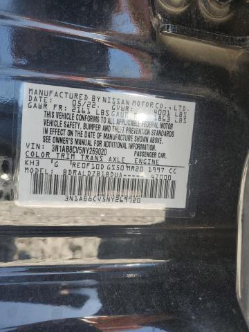 3N1AB8CV5NY269020 - 2022 NISSAN SENTRA SV BLACK photo 12