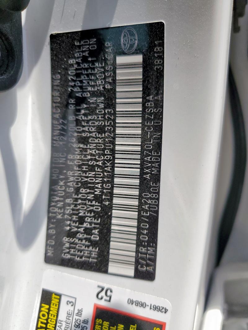 4T1G11AK9PU123523 - 2023 TOYOTA CAMRY SE NIGHT SHADE WHITE photo 13