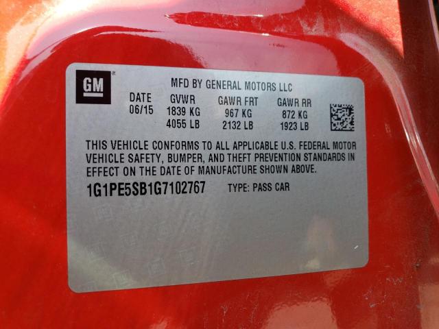 1G1PE5SB1G7102767 - 2016 CHEVROLET CRUZE LIMI LT RED photo 12