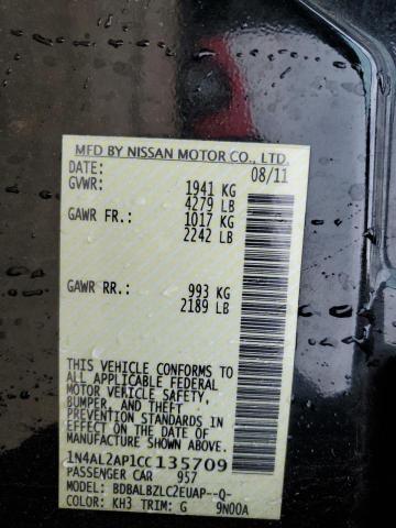 1N4AL2AP1CC135709 - 2012 NISSAN ALTIMA BASE BLACK photo 13