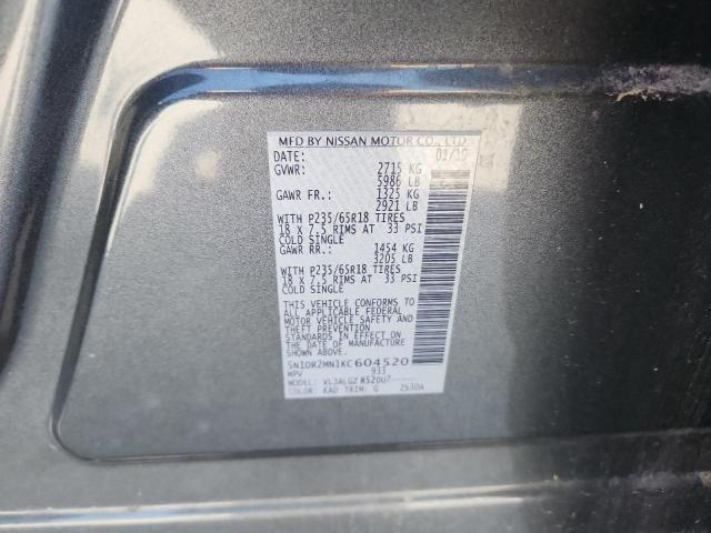 5N1DR2MN1KC604520 - 2019 NISSAN PATHFINDER S Grau Foto 13