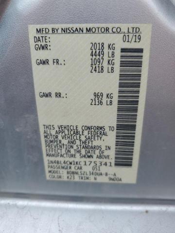 1N4BL4CW1KC175341 - 2019 NISSAN ALTIMA SR SILVER photo 13