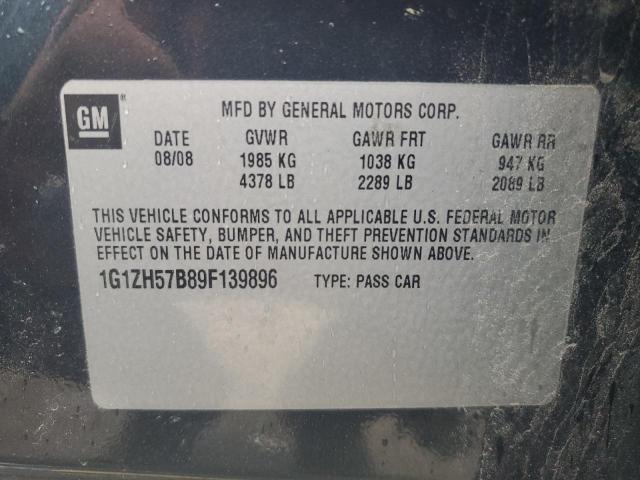 1G1ZH57B89F139896 - 2009 CHEVROLET MALIBU 1LT BLACK photo 12