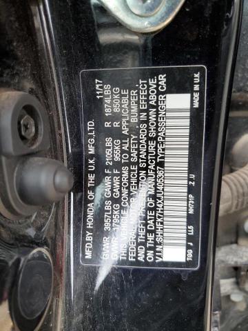 SHHFK7H4XJU405367 - 2018 HONDA CIVIC SPORT 黑色 照片 12