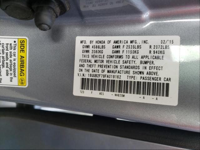 19UUB2F79FA019162 - 2015 ACURA TLX ADVANCE SILVER photo 10